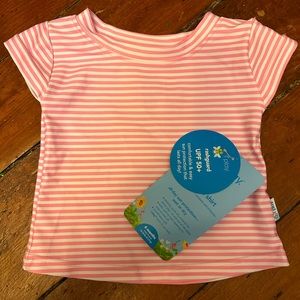 IPlay Rashguard Swim Shirt- Pink Stripe- 6 Months
